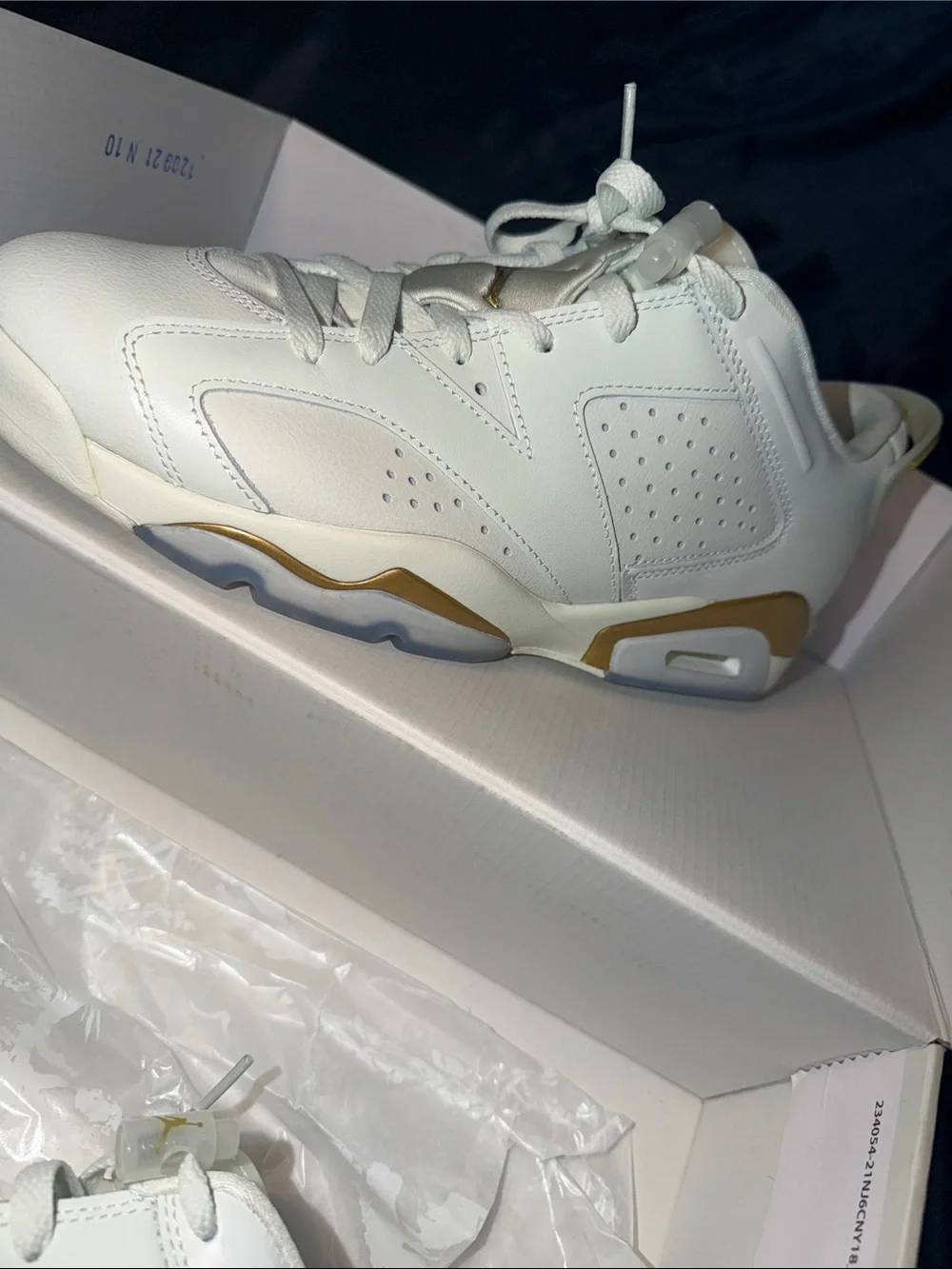 Jordan 6 White&Gold Gum Bottom LowTops OffWhite